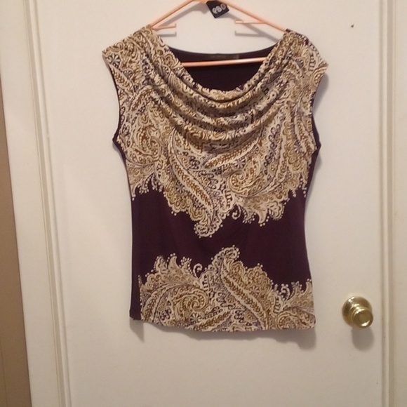 The Limited Tops - NWOT - The Limited - Flowy Brown Decorative Sleeveless Top - Size Medium